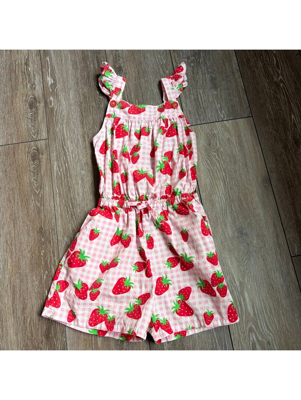 Eleanor Rose Strawberry Fields romper  8-10